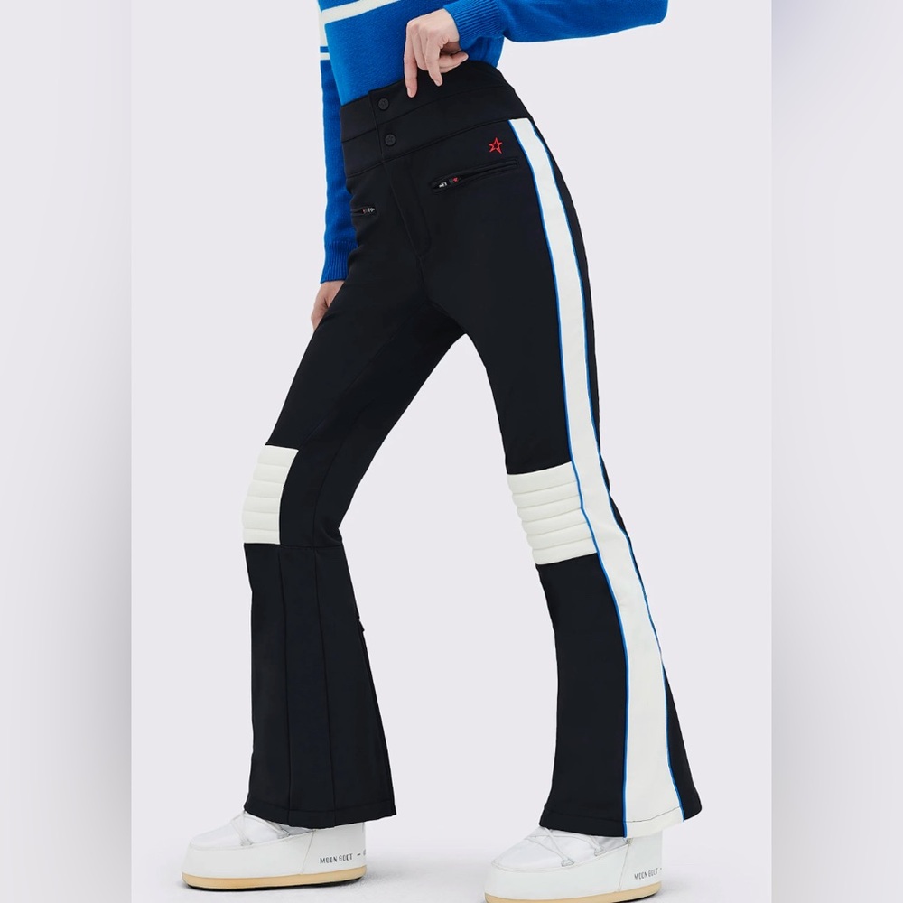 NWT Perfect Moment High Waist Linda Ski Pant (black with blue and white stripe)